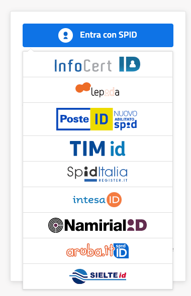 Lista di provider di identità digitale fra cui scegliere per accedere con SPID