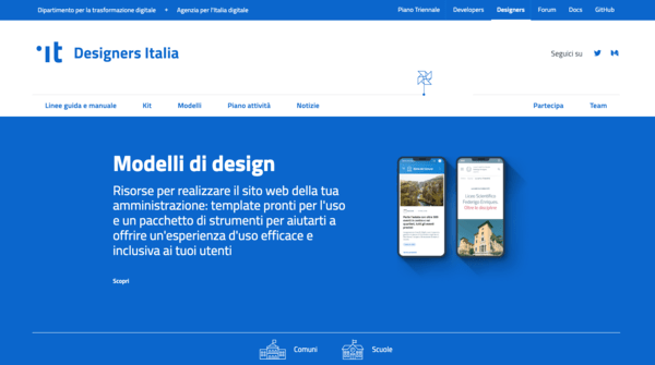 Schermata della pagina Designers Italia dedicata ai modelli