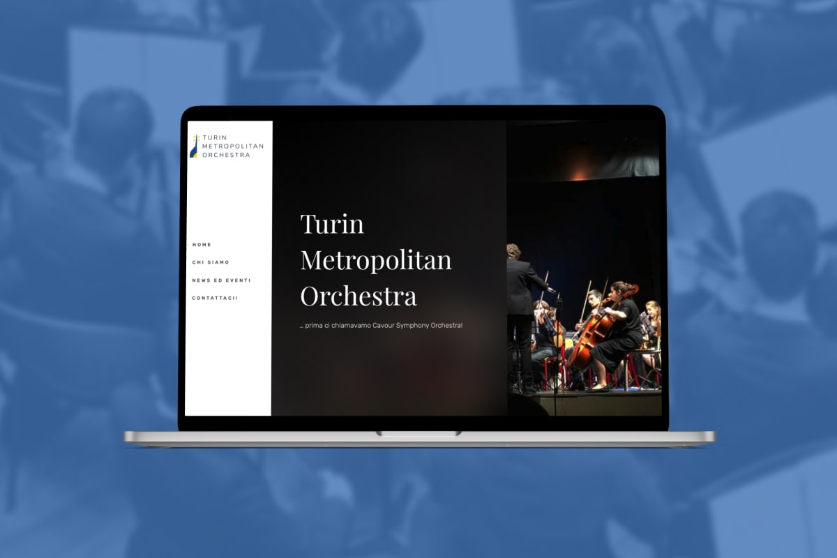 Screenshot della testata in home page del sito Turin Metropolitan Orchestra